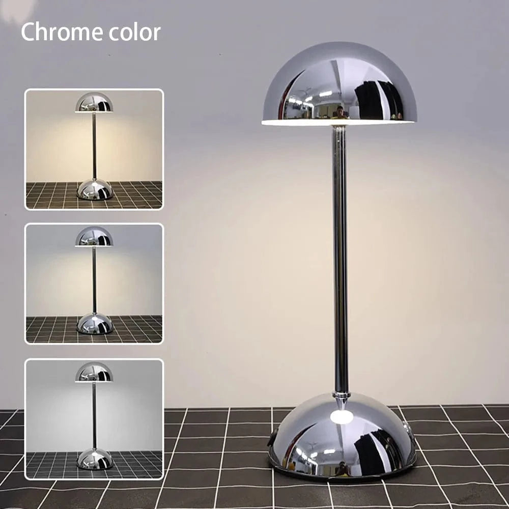 Rechargeable Dimmable Table Lamp with Touch Control and Chrome Finish – Portable Cordless LED Bedside or Desk Lamp 1