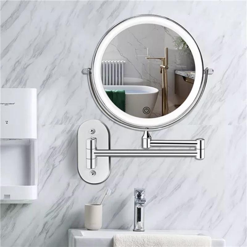 Rechargeable LED Magnifying Makeup Mirror with Adjustable Magnification – Chrome Silver Vanity Mirror with Lights 1