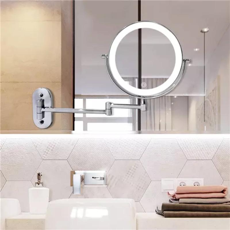Rechargeable LED Magnifying Makeup Mirror with Adjustable Magnification – Chrome Silver Vanity Mirror with Lights 2