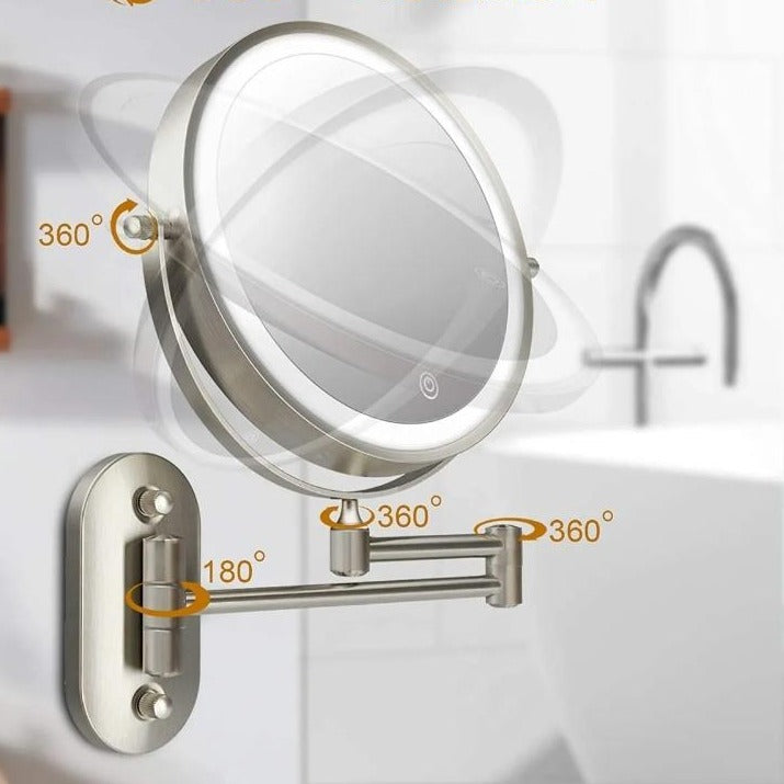 Rechargeable LED Magnifying Makeup Mirror with Adjustable Magnification – Chrome Silver Vanity Mirror with Lights 5