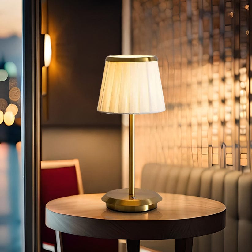 Rechargeable Pleated Table Lamp – Waterproof Cordless Bedside Lamp with Adjustable Brightness for Indoor and Outdoor Use 0
