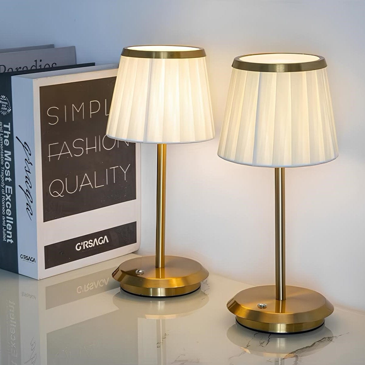 Rechargeable Pleated Table Lamp – Waterproof Cordless Bedside Lamp with Adjustable Brightness for Indoor and Outdoor Use 1