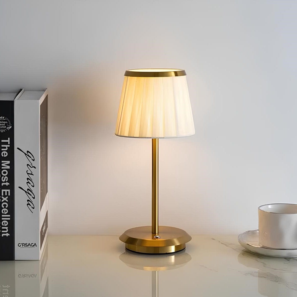 Rechargeable Pleated Table Lamp – Waterproof Cordless Bedside Lamp with Adjustable Brightness for Indoor and Outdoor Use 2