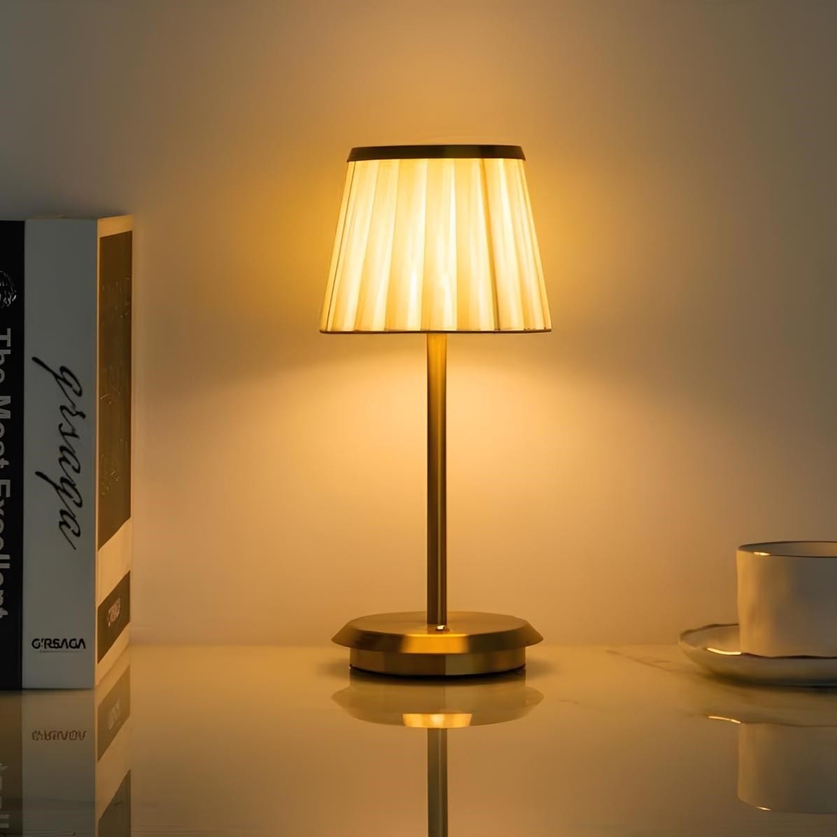Rechargeable Pleated Table Lamp – Waterproof Cordless Bedside Lamp with Adjustable Brightness for Indoor and Outdoor Use 7