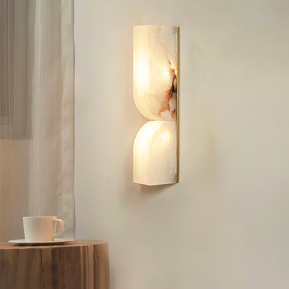 Rectangular Alabaster Wall Sconce with Integrated LED Lighting – Elegant Wall Lamp for Hallways and Living Rooms 2