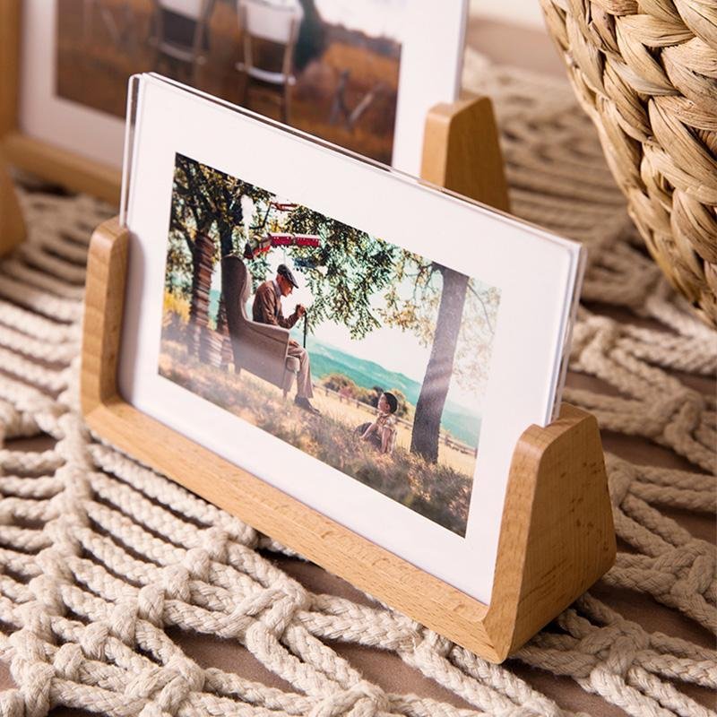 Rectangular Picture Frame 10 x 15 cm with Natural Wood Base – Elegant Photo Frame for Home Decor 0