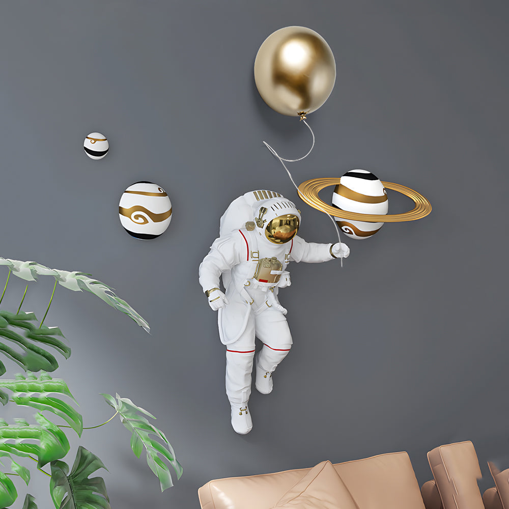 Resin Astronaut and Planet Wall Art Decor – Unique Space-Themed Wall Decor for Modern Home Aesthetic 1