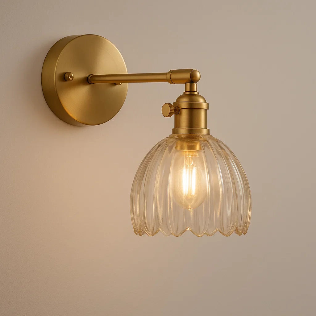 Retro Glass Tulip Wall Sconce Lighting – Vintage Style Floral Wall Lamp for Home Decor 0