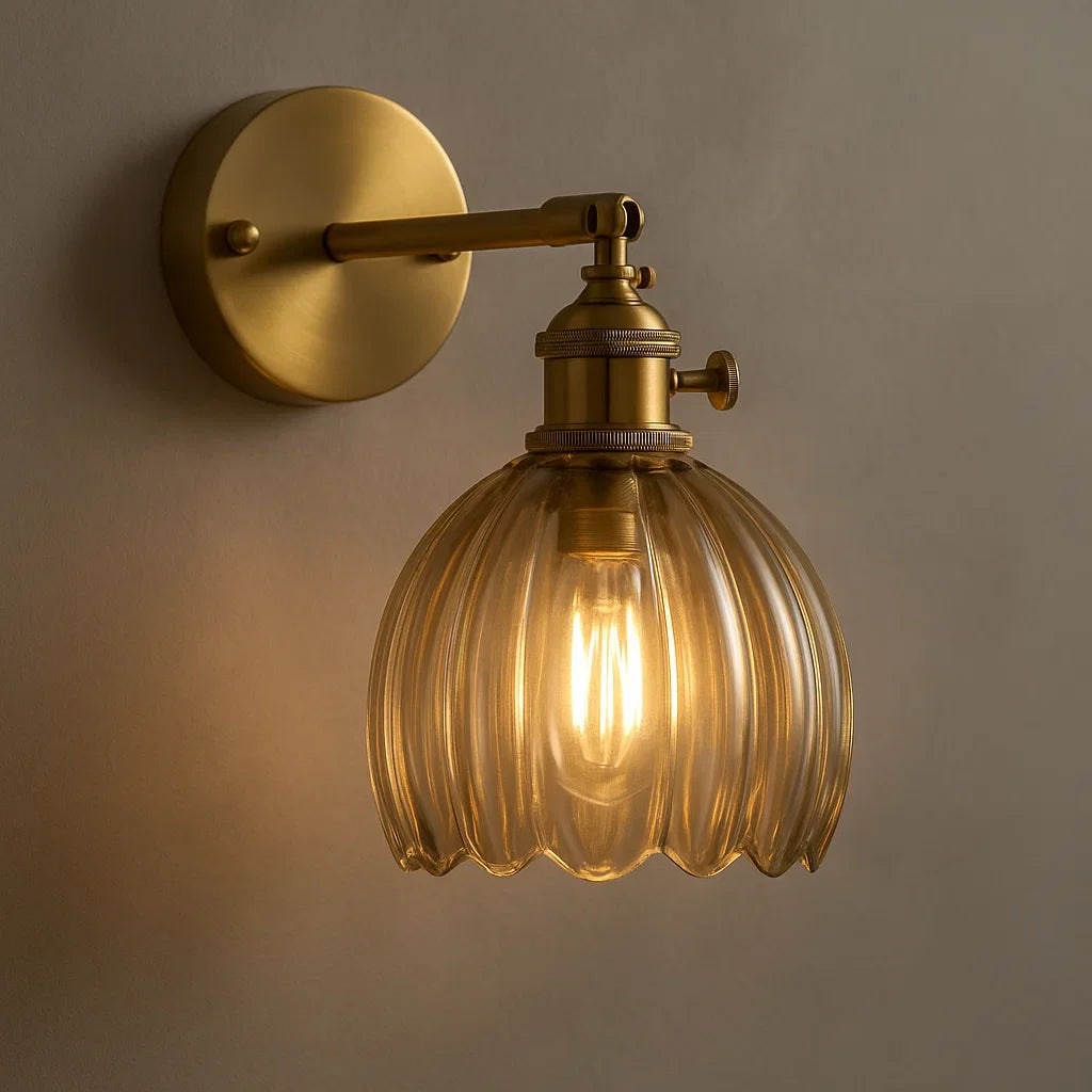 Retro Glass Tulip Wall Sconce Lighting – Vintage Style Floral Wall Lamp for Home Decor 1