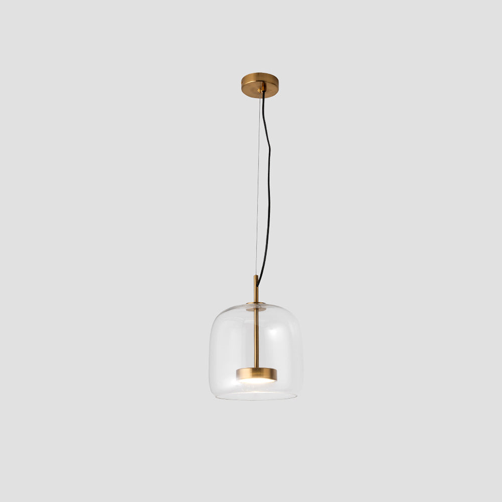 Retro LED Ceiling Light with Gold Metal and Amber Glass – Vintage Pendant Lighting for Home Decor 0