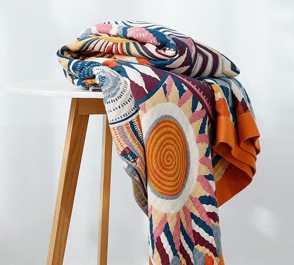 Reversible Bohemian Cotton Throw Blanket with Geometric Patterns – Soft, Lightweight, and Breathable for Home Decor 3