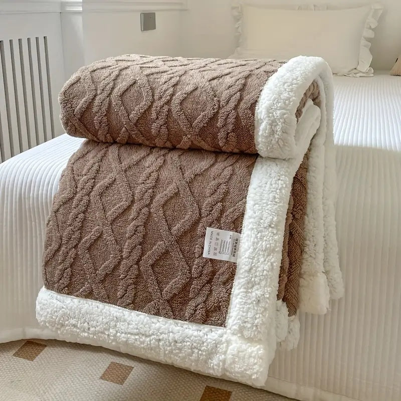 Reversible Fleece Sherpa Throw Blanket – Cozy All-Season Throws for Sofa and Bed, Machine Washable, Neutral Color 1