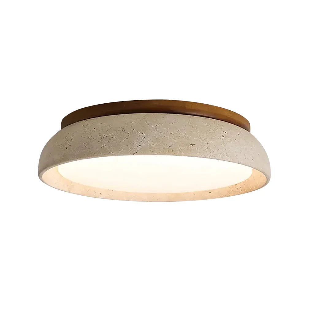 Round Travertine Ceiling Light Fixture – Elegant Flush Mount LED Ceiling Light for Modern and Traditional Spaces 0