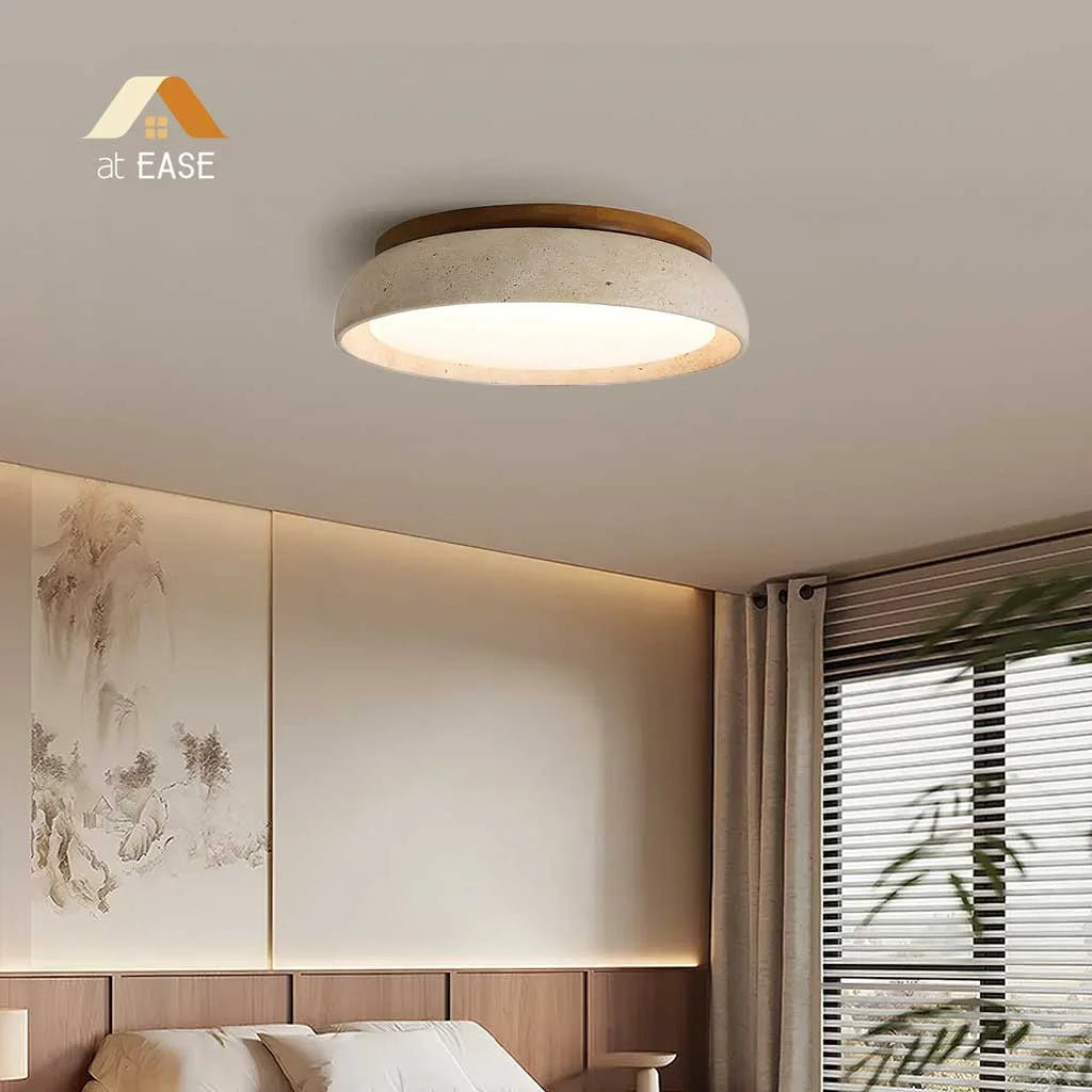Round Travertine Ceiling Light Fixture – Elegant Flush Mount LED Ceiling Light for Modern and Traditional Spaces 2