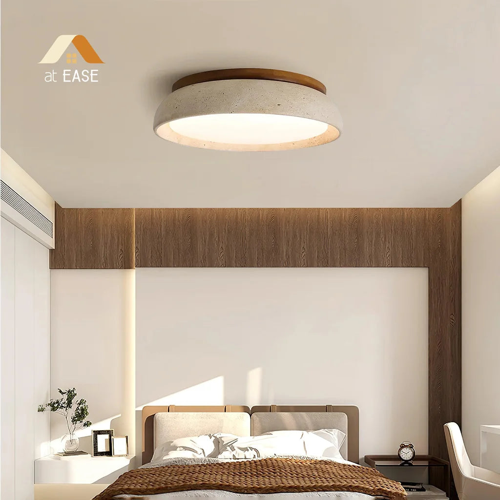 Round Travertine Ceiling Light Fixture – Elegant Flush Mount LED Ceiling Light for Modern and Traditional Spaces 4
