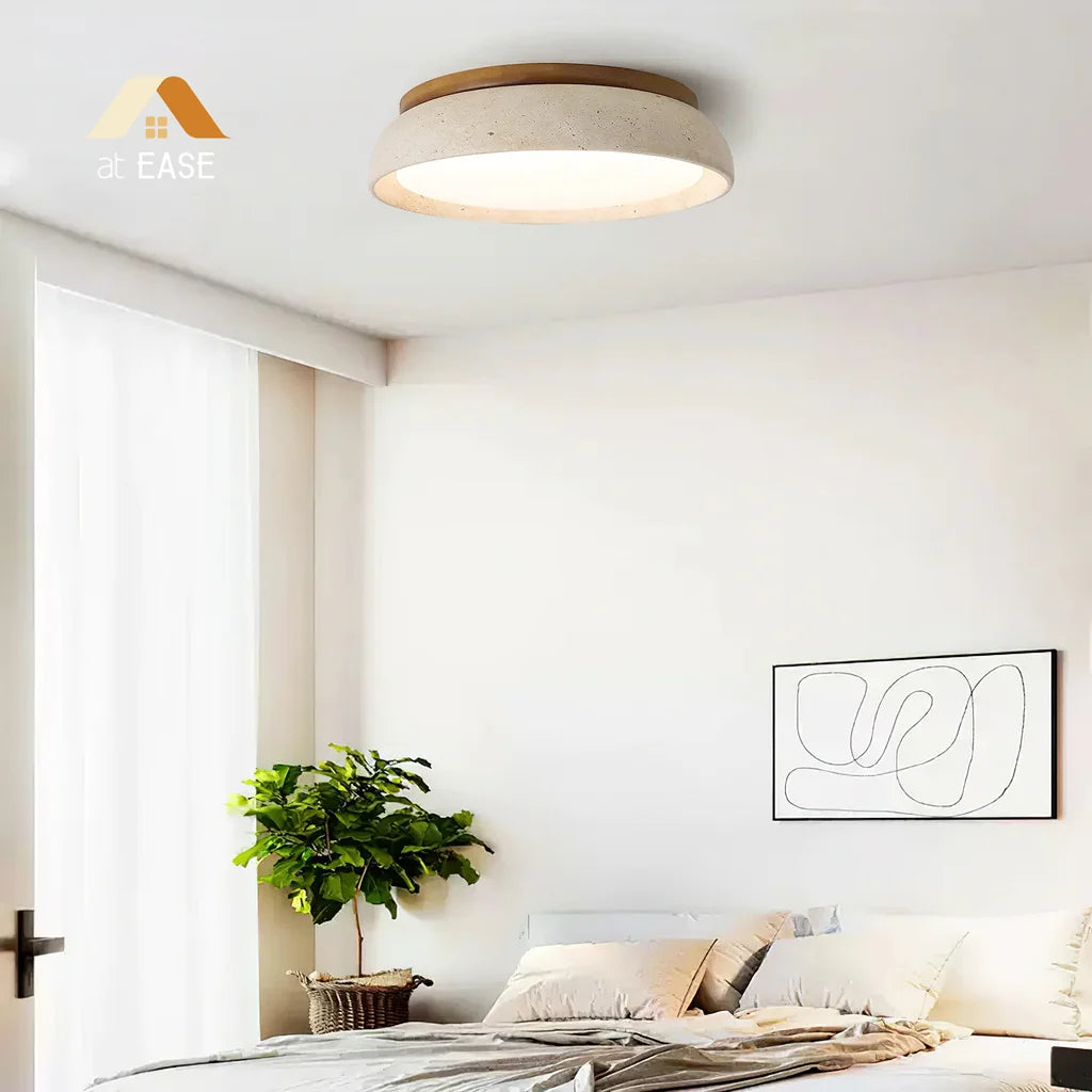 Round Travertine Ceiling Light Fixture – Elegant Flush Mount LED Ceiling Light for Modern and Traditional Spaces 7