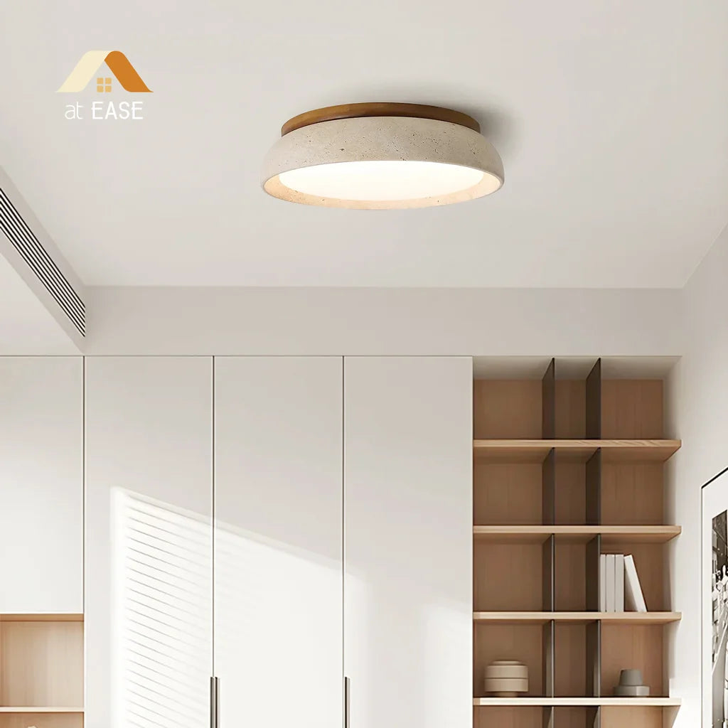 Round Travertine Ceiling Light Fixture – Elegant Flush Mount LED Ceiling Light for Modern and Traditional Spaces 8