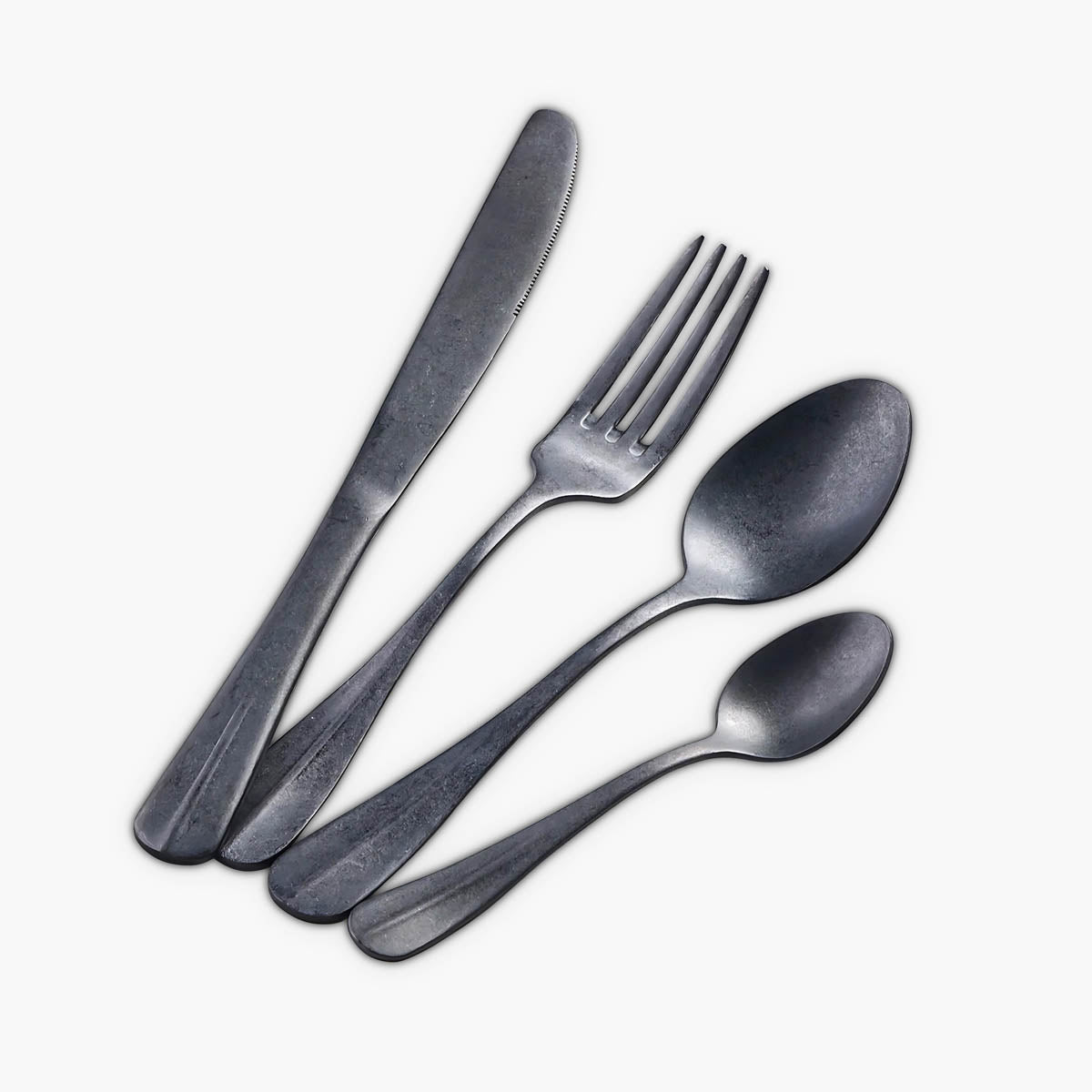 Rustic Stainless Steel Cutlery Set with Matte Finish – 8 Color Options, Comfortable Grip, Includes Knife, Fork, Spoon, and Teaspoon 1