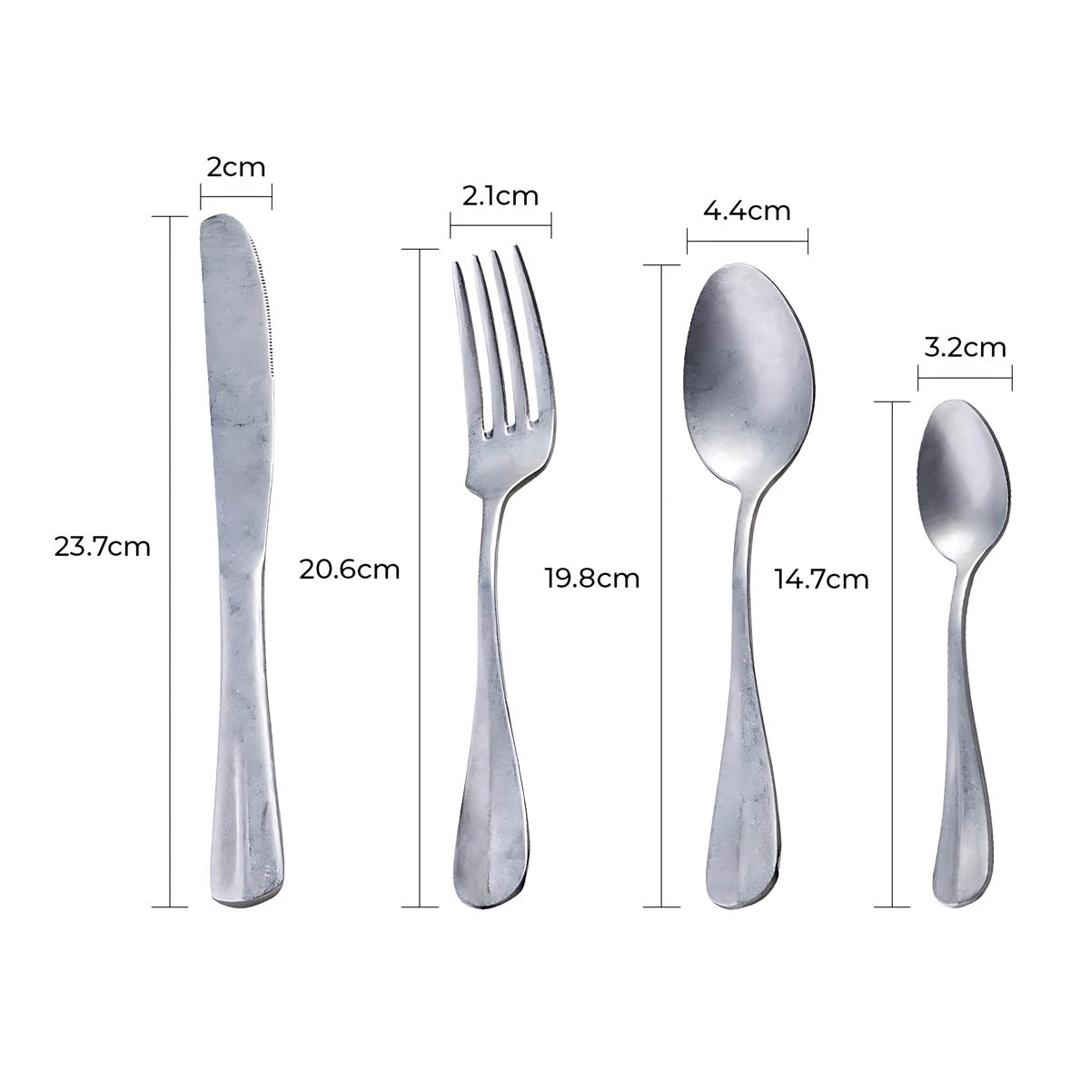 Rustic Stainless Steel Cutlery Set with Matte Finish – 8 Color Options, Comfortable Grip, Includes Knife, Fork, Spoon, and Teaspoon 11