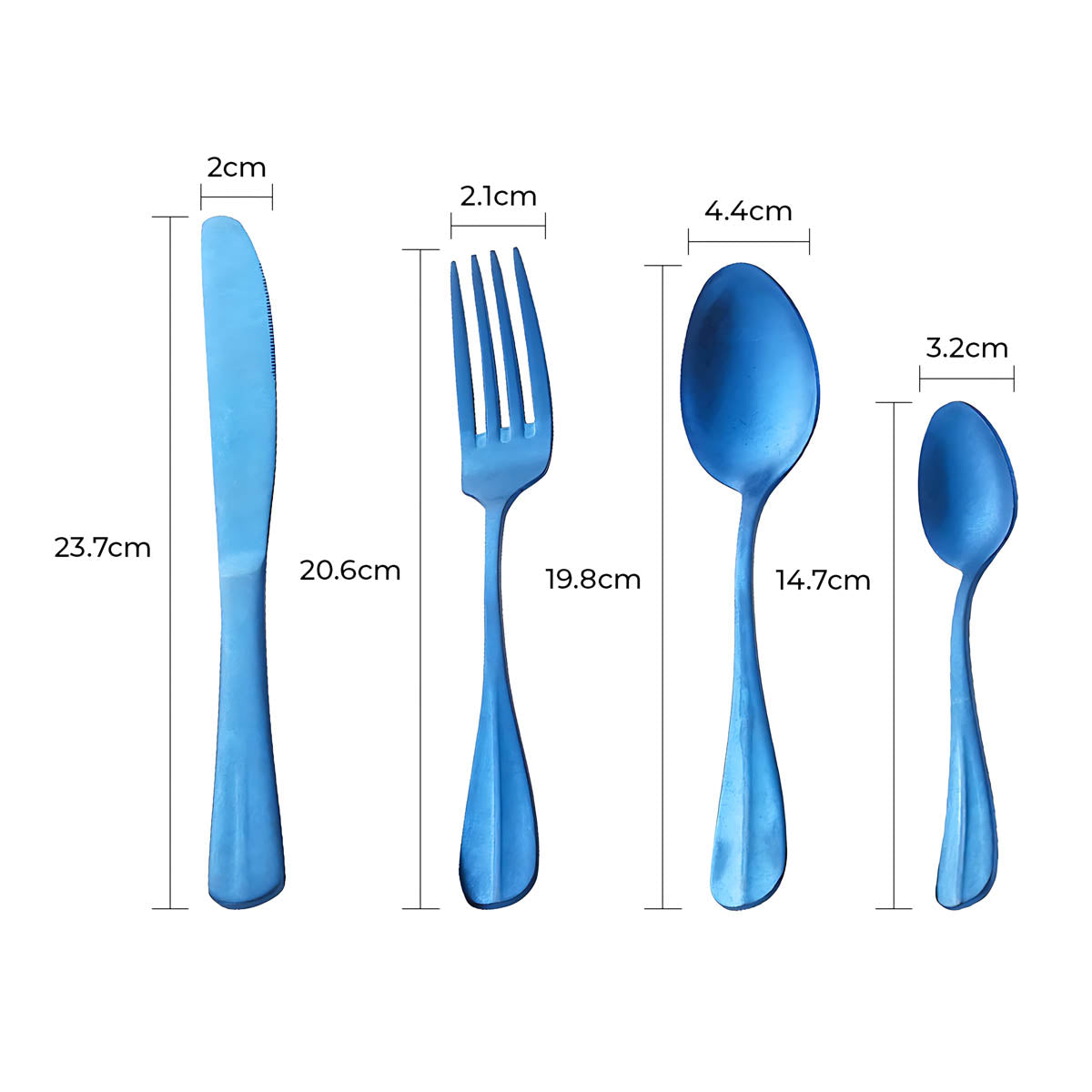 Rustic Stainless Steel Cutlery Set with Matte Finish – 8 Color Options, Comfortable Grip, Includes Knife, Fork, Spoon, and Teaspoon 13