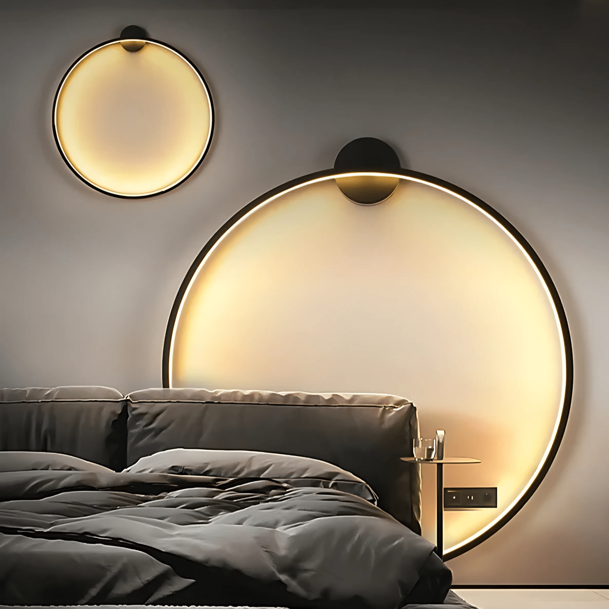 Satin Black Wall Light – Dimmable LED Modern Sconce for Indoor Use, Metal Fixture, Multiple Sizes Available 6