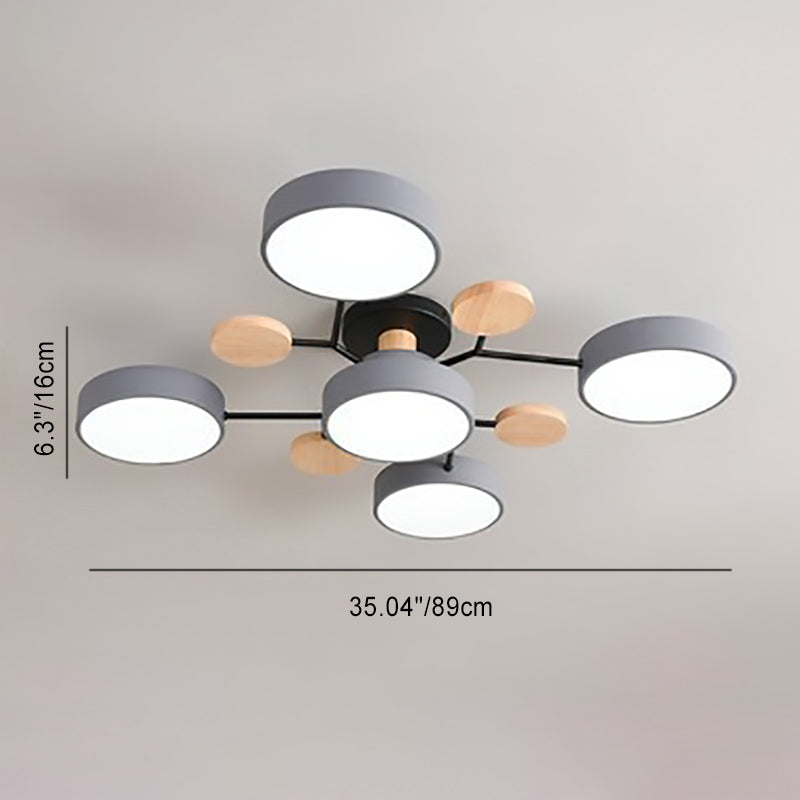 Scandinavian Round LED Flush Mount Ceiling Light Fixture for Living Room – Multiple Sizes and Colors 6