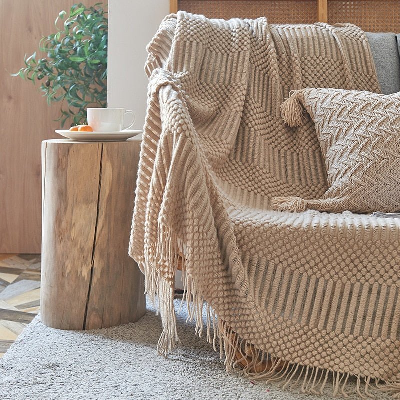 Soft Knitted Throw Blanket, Scandinavian Style Sofa Blanket for Living Room, 130x160 cm, Machine Washable, Cozy Minimalist Design 1