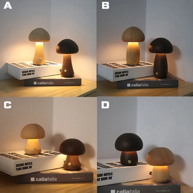 Soft Light LED Touch Bedside Lamp – Dimmable Mushroom Design for Bedroom and Children's Room, USB Rechargeable Night Light 4