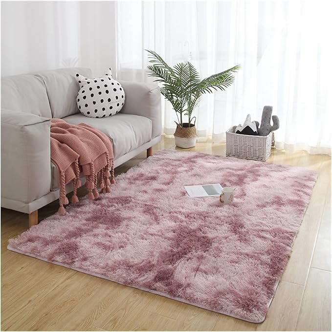Soft Velvet Tie Dye Area Rug – Plush Gray Living Room Rug with Anti-Slip Backing, Durable Microfiber for Bedroom Use 10