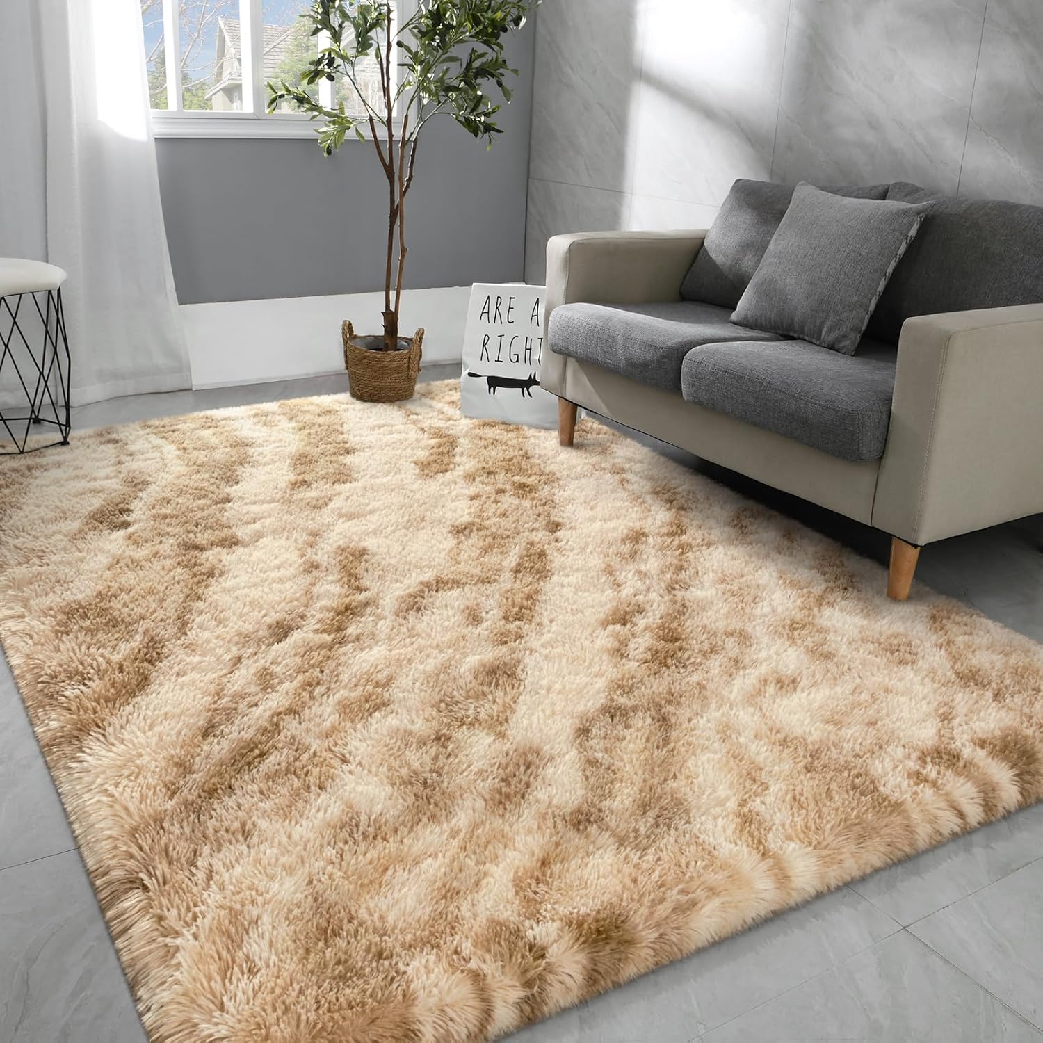 Soft Velvet Tie Dye Area Rug – Plush Gray Living Room Rug with Anti-Slip Backing, Durable Microfiber for Bedroom Use 15