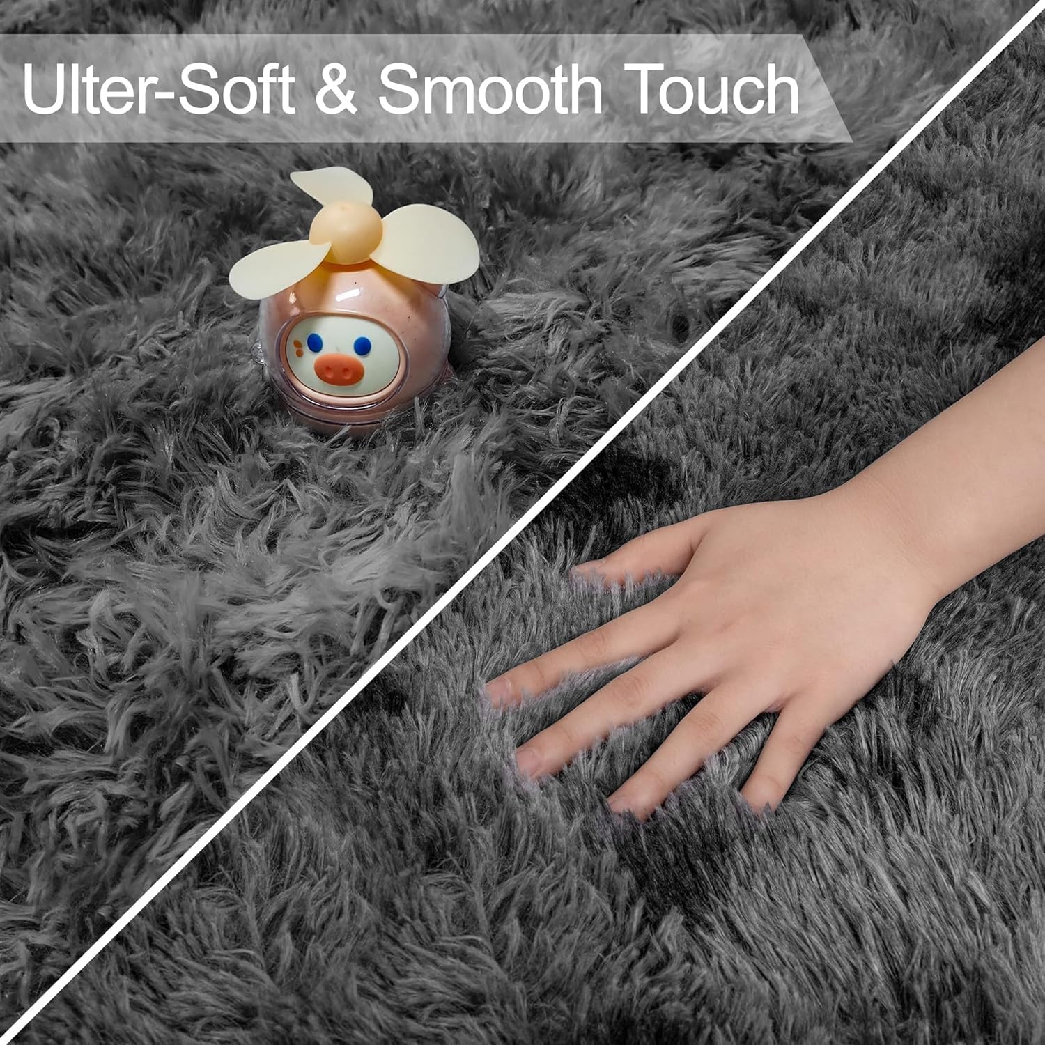 Soft Velvet Tie Dye Area Rug – Plush Gray Living Room Rug with Anti-Slip Backing, Durable Microfiber for Bedroom Use 4