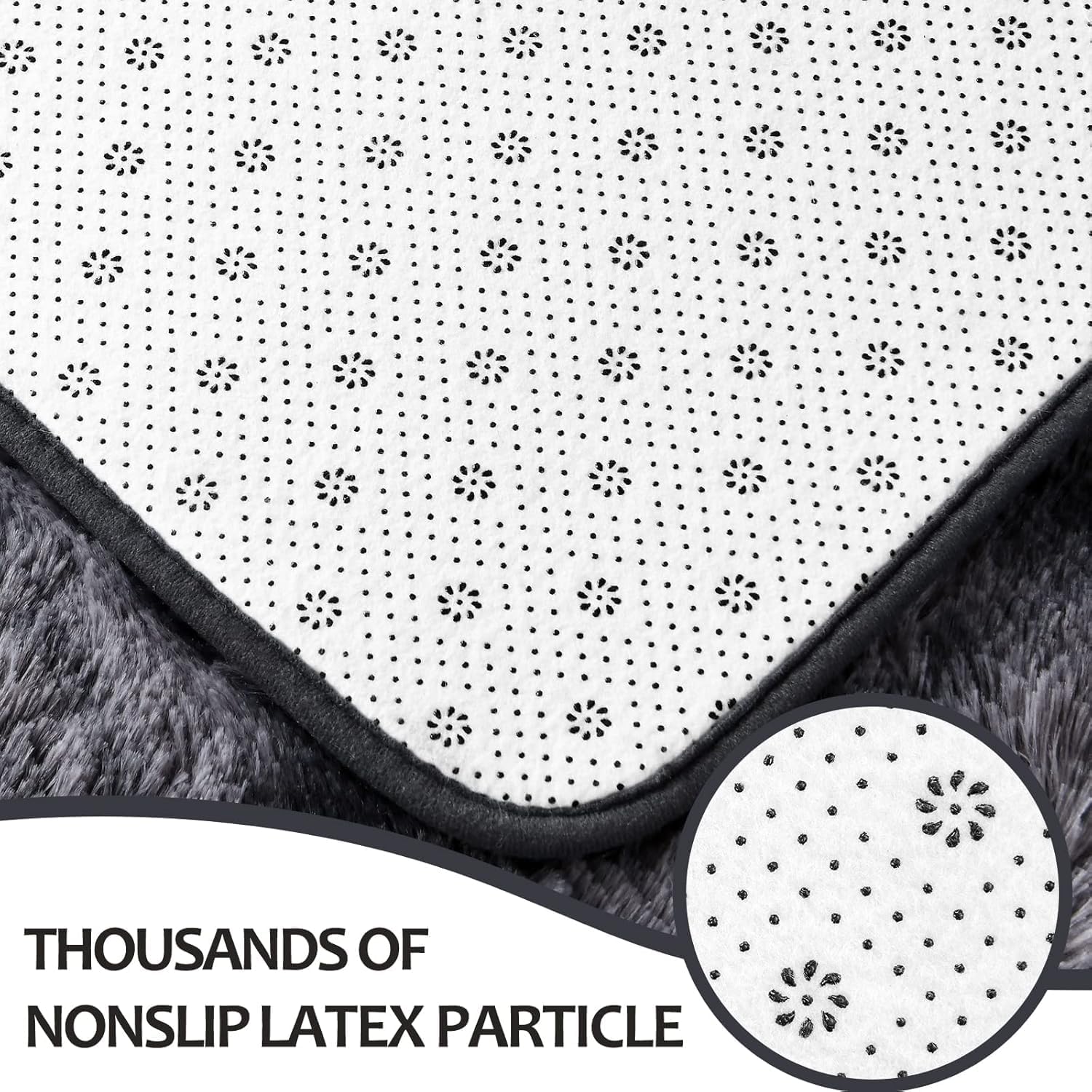 Soft Velvet Tie Dye Area Rug – Plush Gray Living Room Rug with Anti-Slip Backing, Durable Microfiber for Bedroom Use 5