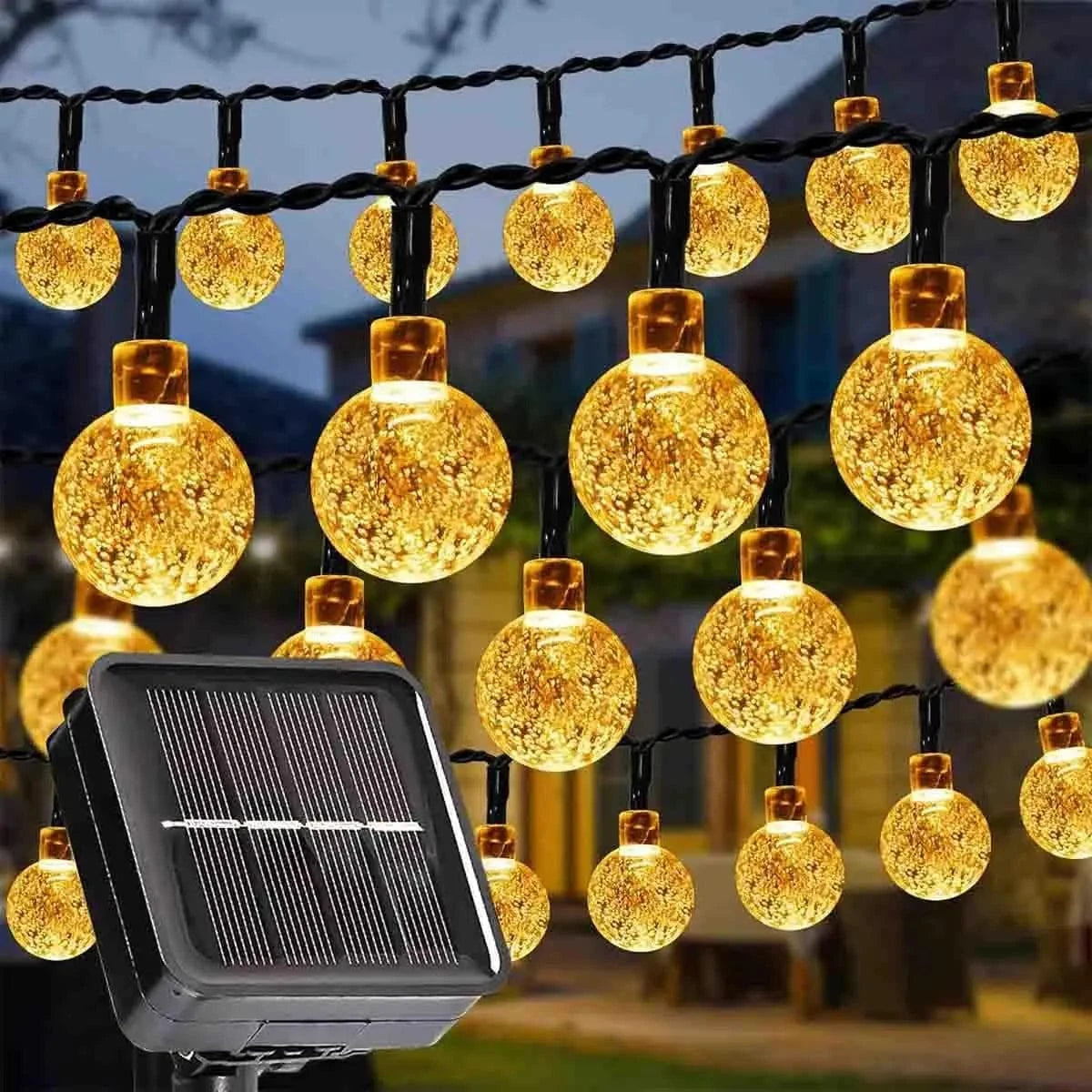 Solar Fairy Globe String Lights - 20ft with 30 Lights, 8 Functions, IP54 Waterproof for Outdoor Decor 0
