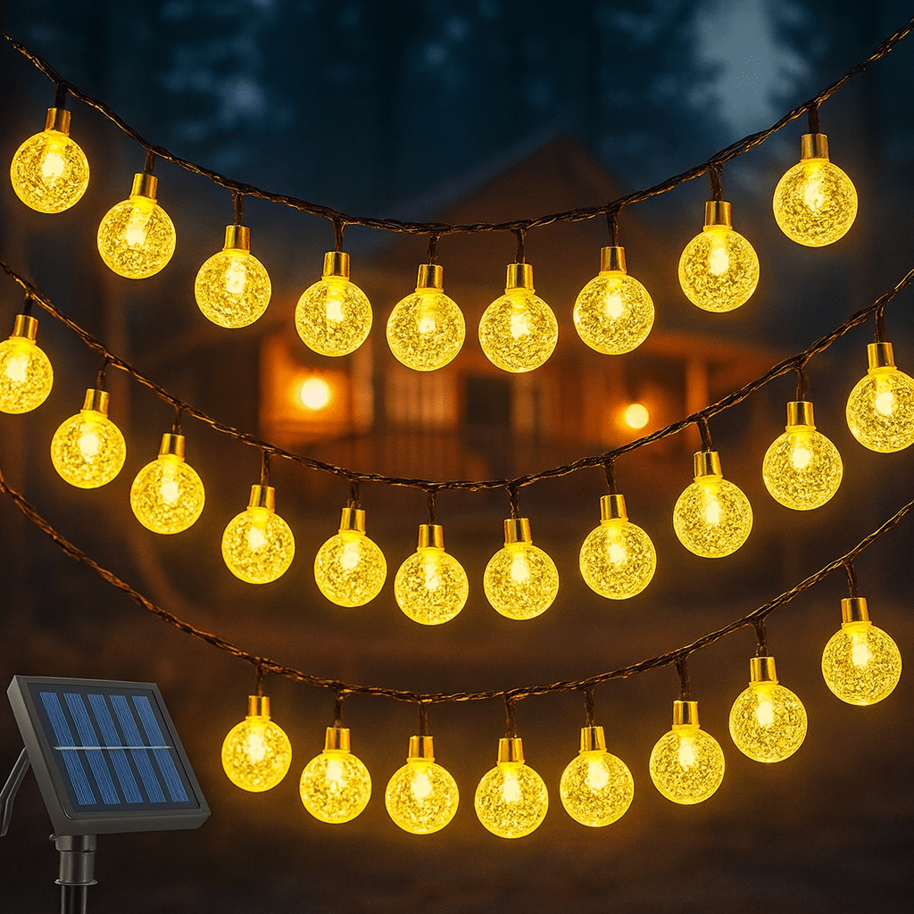 Solar Fairy Globe String Lights - 20ft with 30 Lights, 8 Functions, IP54 Waterproof for Outdoor Decor 1
