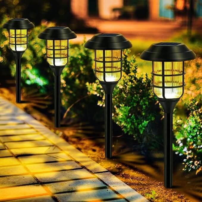 Solar Garden Lights - 6-Pack Outdoor Torch Lamps, 10 Lumens, Durable Aluminum & Plastic, 59cm H for Pathways and Patios 0