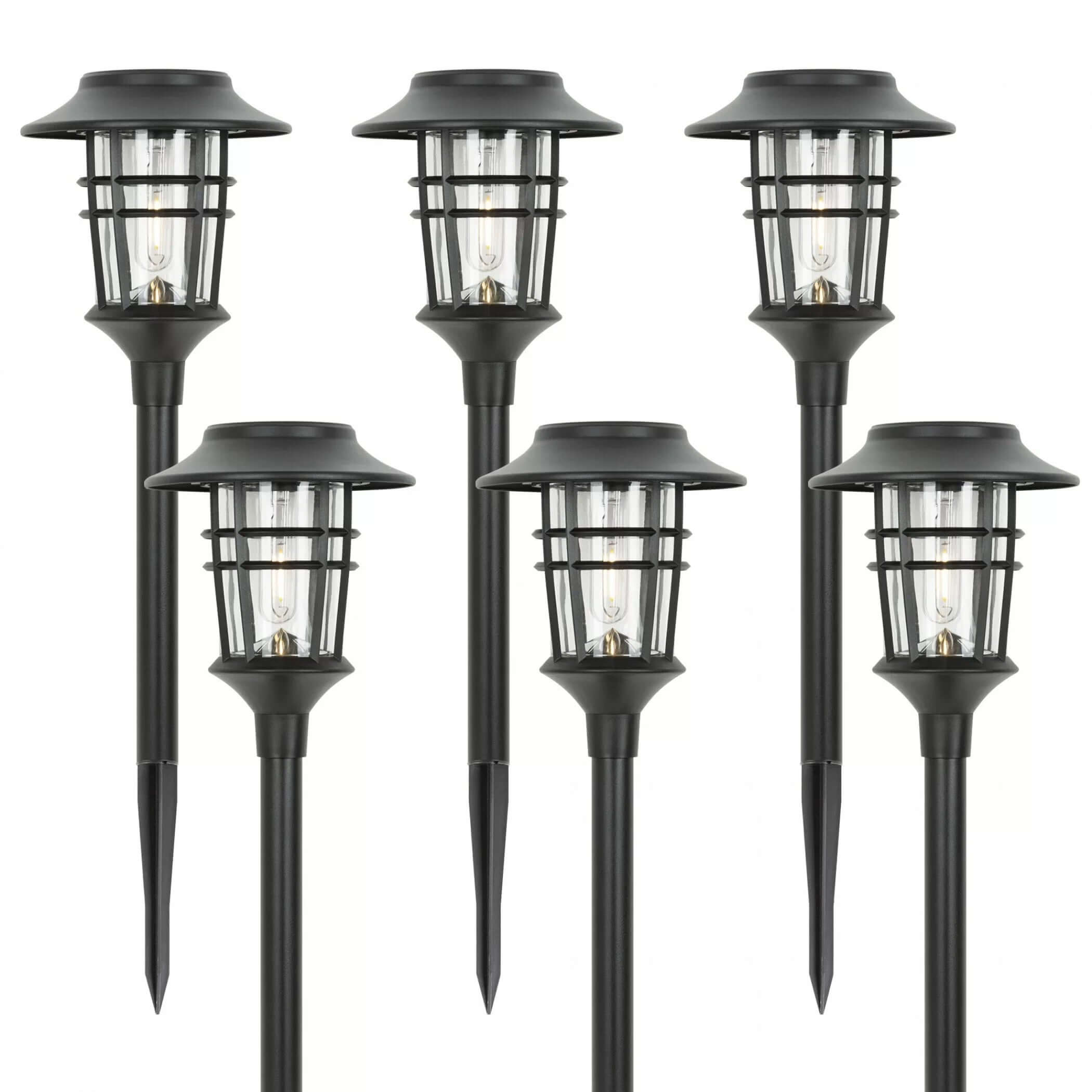 Solar Garden Lights - 6-Pack Outdoor Torch Lamps, 10 Lumens, Durable Aluminum & Plastic, 59cm H for Pathways and Patios 6