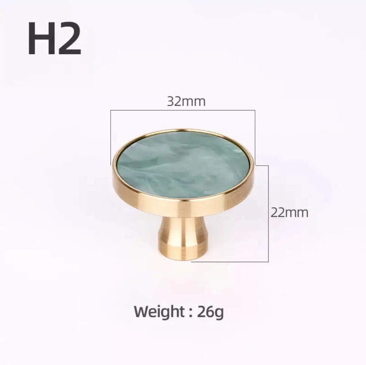 Solid Brass Door Knobs with Marble Effect – Modern Door Handles for Kitchen and Furniture – 9 Elegant Finishes 16