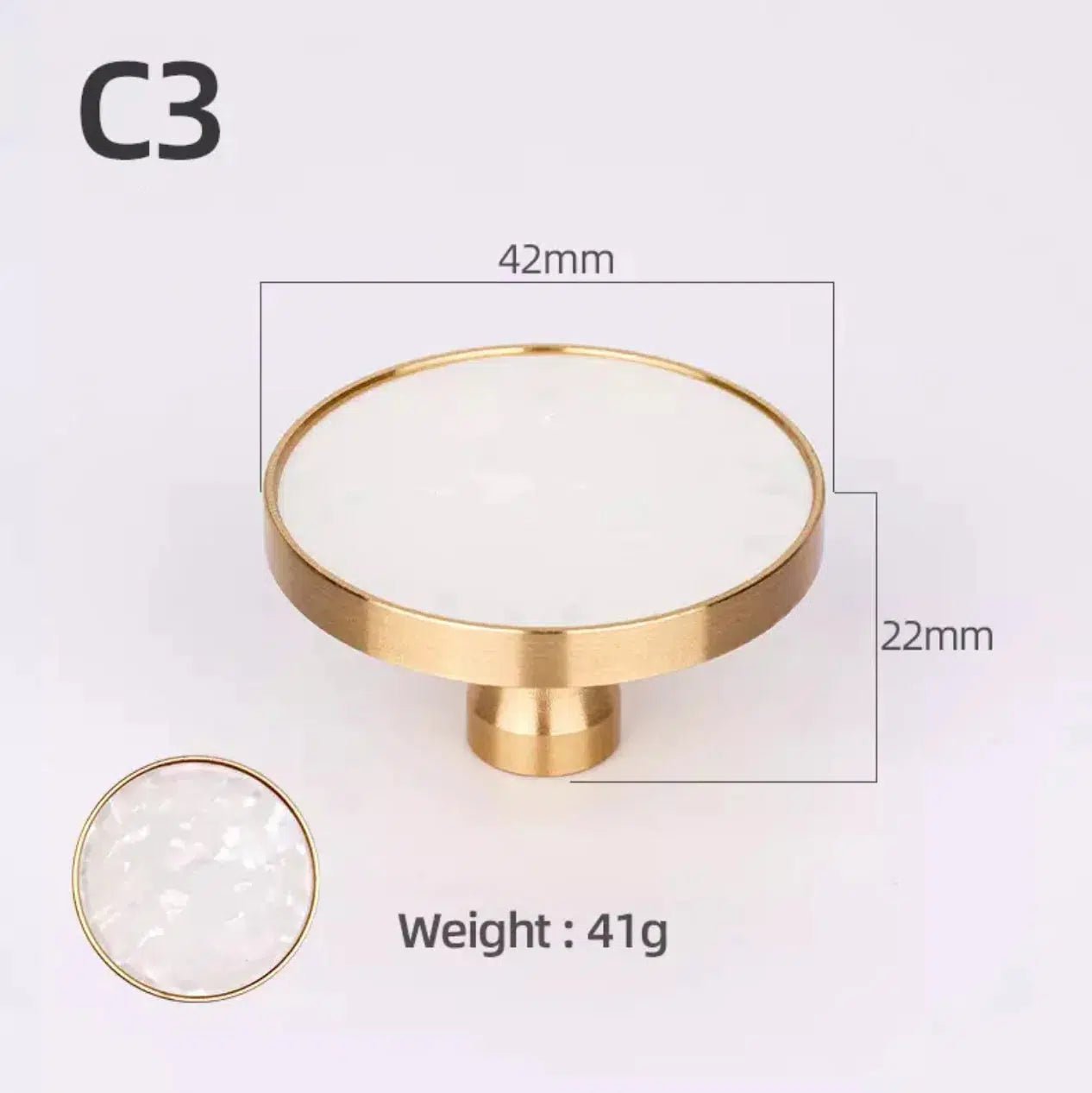 Solid Brass Door Knobs with Marble Effect – Modern Door Handles for Kitchen and Furniture – 9 Elegant Finishes 24