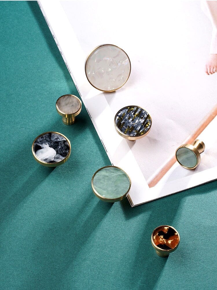 Solid Brass Door Knobs with Marble Effect – Modern Door Handles for Kitchen and Furniture – 9 Elegant Finishes 3