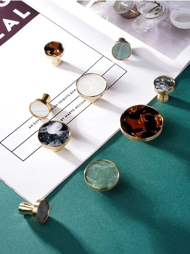 Solid Brass Door Knobs with Marble Effect – Modern Door Handles for Kitchen and Furniture – 9 Elegant Finishes 4