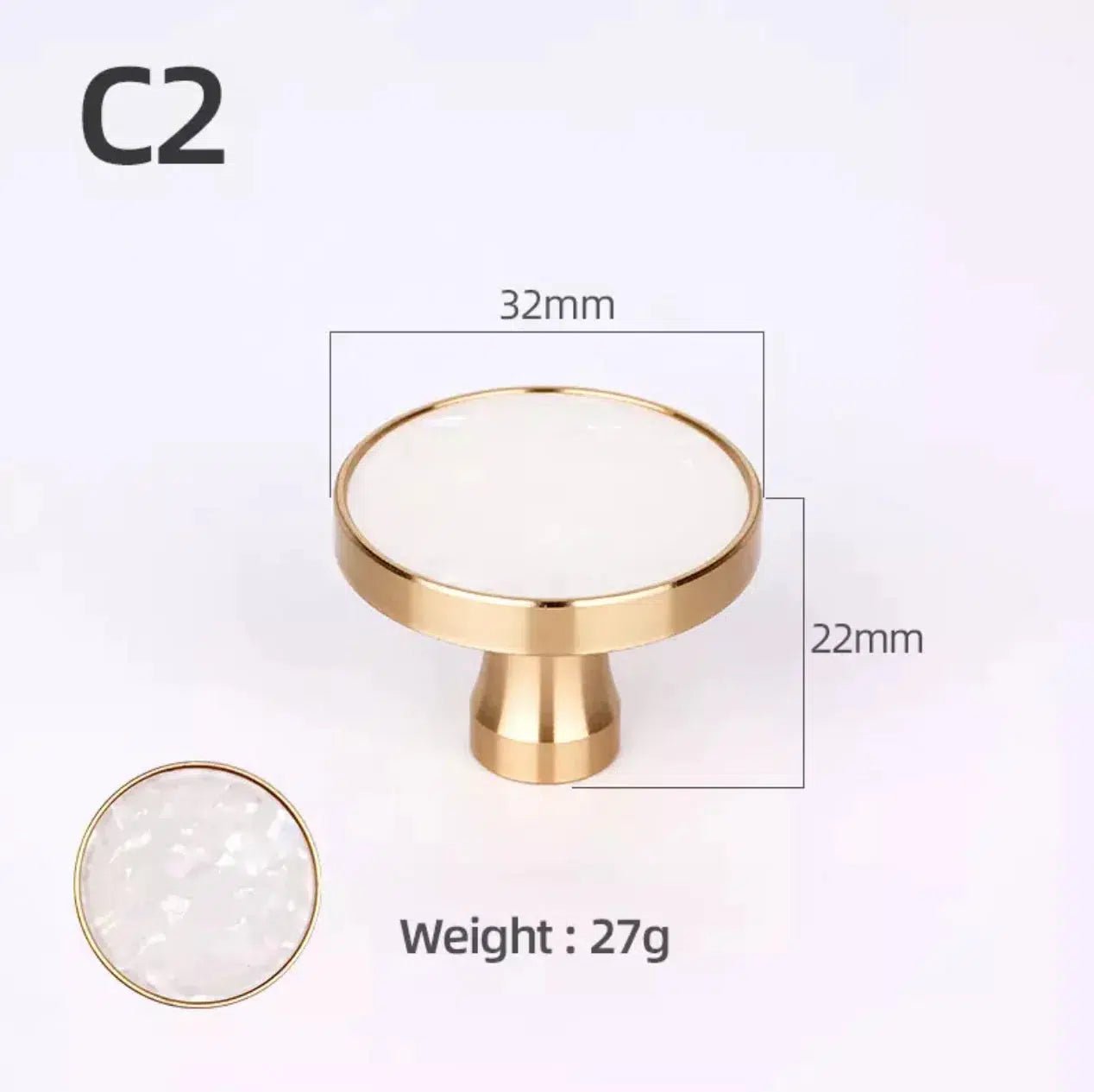 Solid Brass Door Knobs with Marble Effect – Modern Door Handles for Kitchen and Furniture – 9 Elegant Finishes 9