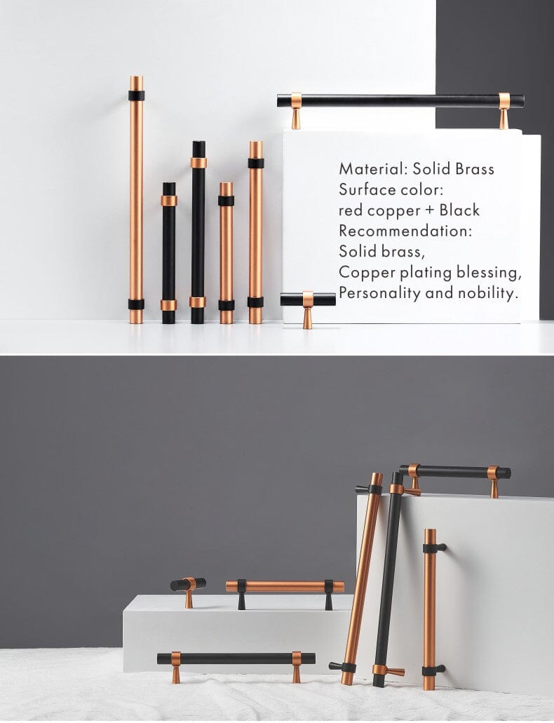 Solid Brass Pull Handle with Copper Plated Finish – Modern Kitchen Cabinet Handle for Doors and Furniture 2