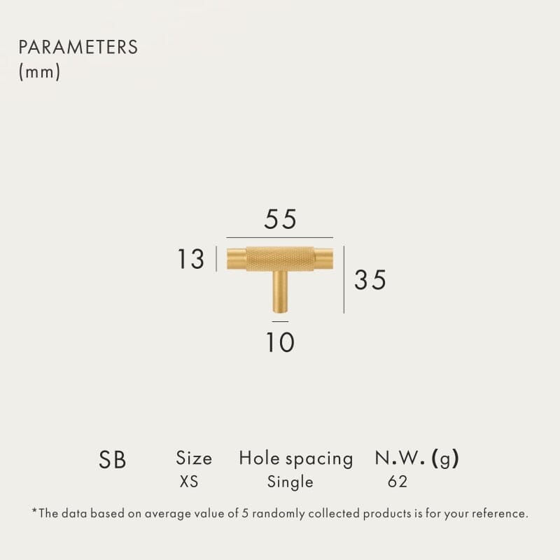 Solid Brass Pull Handle with Knurled Pattern – Kitchen Cabinet Handle in Multiple Finishes and Sizes 0