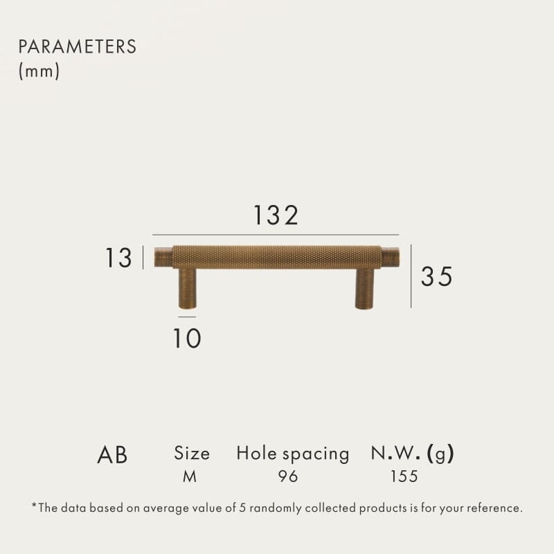 Solid Brass Pull Handle with Knurled Pattern – Kitchen Cabinet Handle in Multiple Finishes and Sizes 16