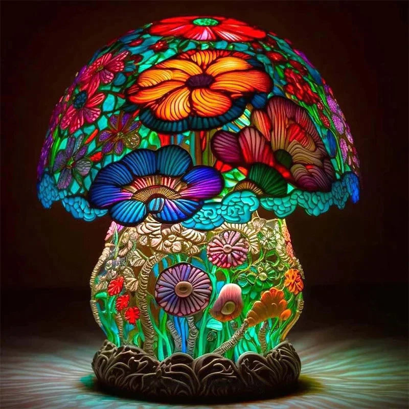 Stained Glass Table Lamp for Bedroom or Living Room – Warm Light Bedside Lamp for Relaxing Ambience 1