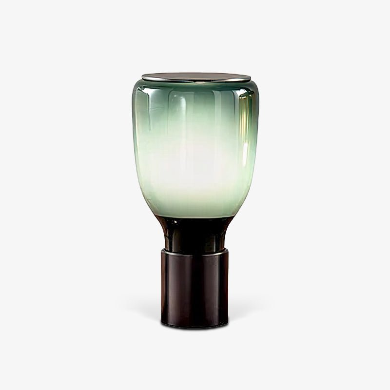 Stylish Glass Table Lamp with Inline Switch – Green and Amber Finish, E26/E27 Compatible, Ideal for Bedside or Living Room 1