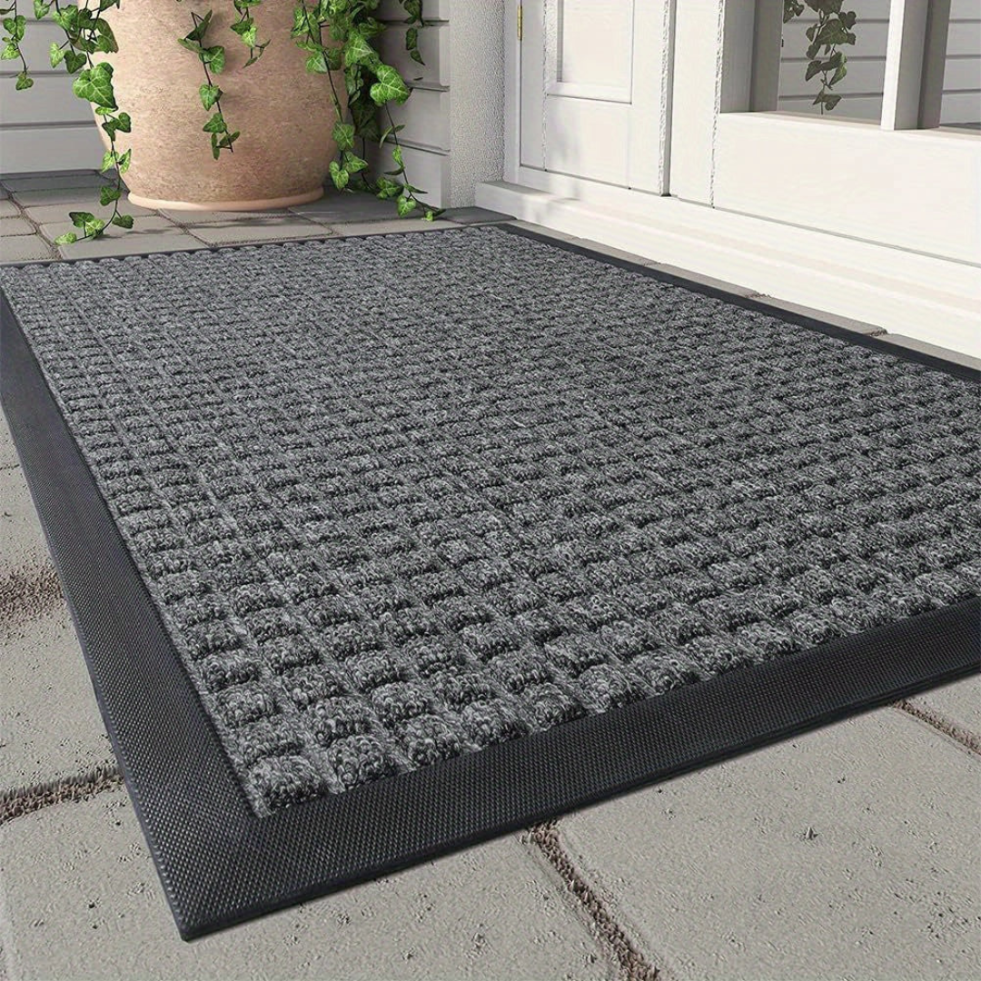 Stylish Indoor and Outdoor Doormat – Durable Anti-Slip Front Door Mat in Black and Gray, Easy to Clean Welcome Mat 1