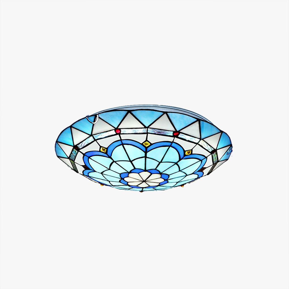 Tiffany Flush Mount Ceiling Light Fixture – Colorful Glass Design for Bedroom and Living Room, Elegant Indoor Illumination 1