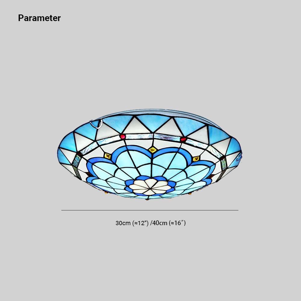Tiffany Flush Mount Ceiling Light Fixture – Colorful Glass Design for Bedroom and Living Room, Elegant Indoor Illumination 3