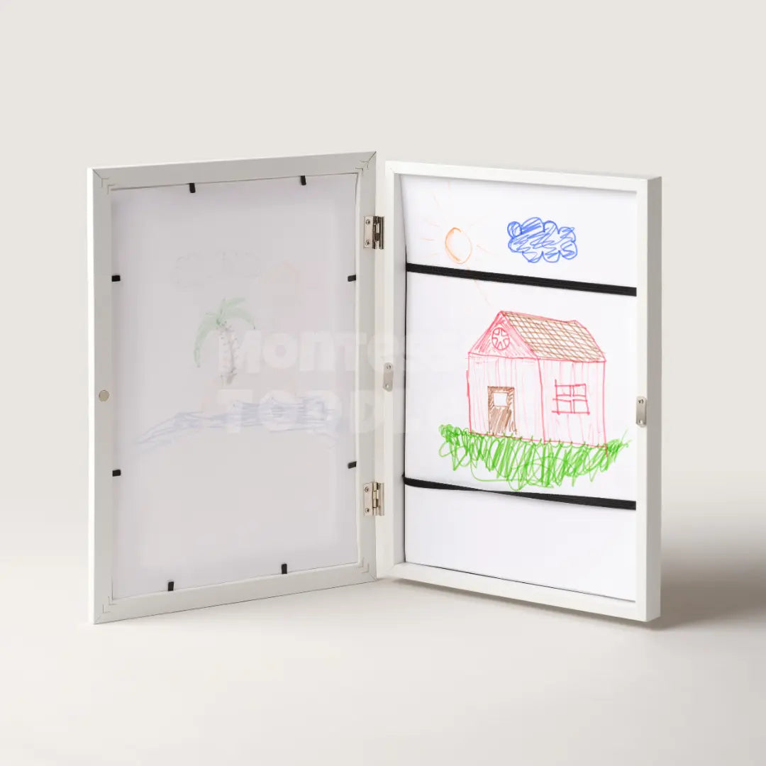 Toddler Art Display Frame for A4 and A3 Drawings - Front Opening Design, Child-Friendly Gallery Storage Solution 3